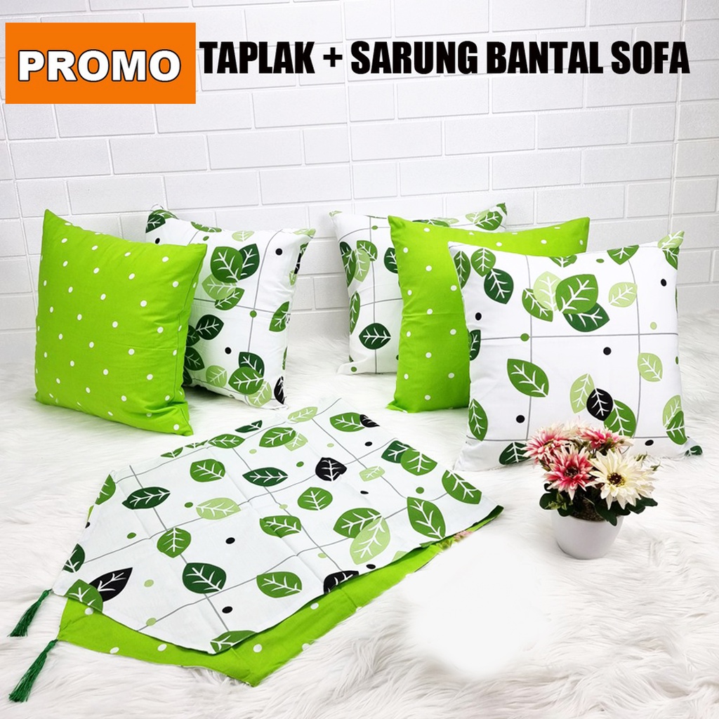 [✅COD] Sarung Bantal Sofa Minimalis (Isi 5 Pcs) + Taplak Meja Dekorasi Ruang Tamu Perlengkapan Rumah