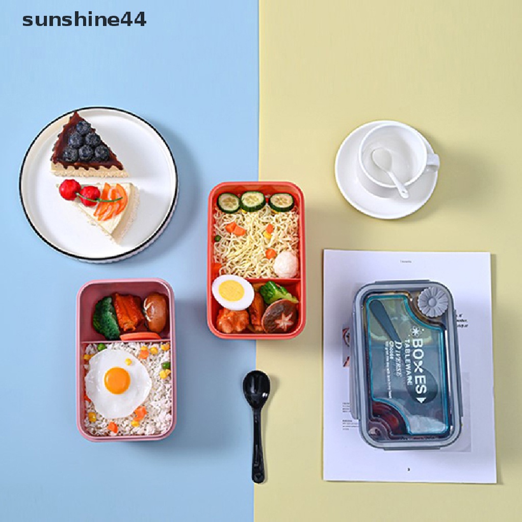 Sunshine Kotak Makan Bento Portable Bentuk Persegi Panjang Anti Bocor, Bisa Untuk Microwave