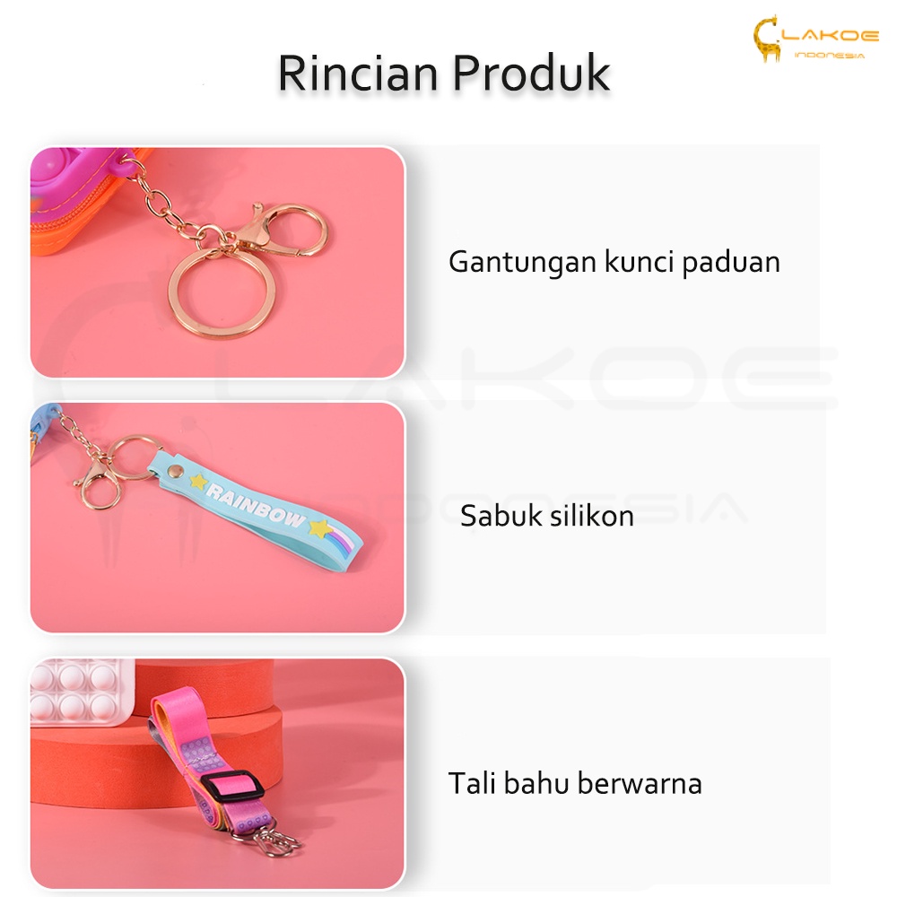 LAKOE tas pop it anak sling bag anak perempuan