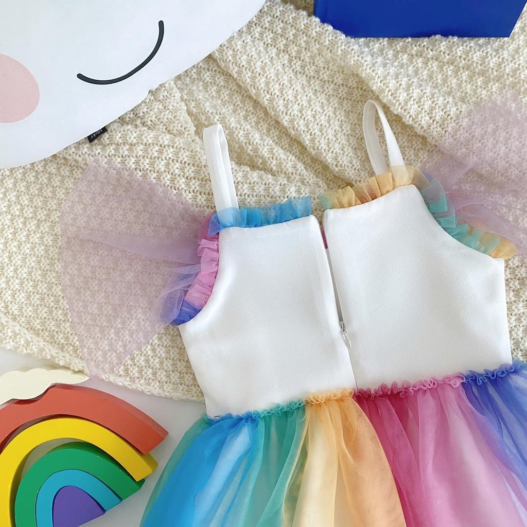 [PRINCESS KESLI] 1-9Tahun Dress Pesta Anak Perempuan Rainbow Gaun Anak Perempuan/Gaun Putri/Gaun Jala Pelangi Bayi Perempuan