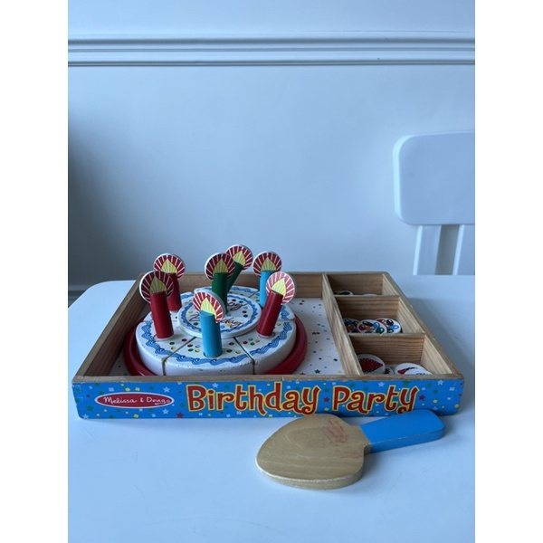 Melissa and Doug Birthday Party mainan kayu cake potong