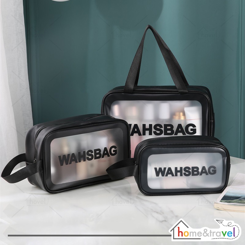 HOVELSHOP Tas Kosmetik Transparan Travel Troiletry Washbag Make Up Pouch Waterproof