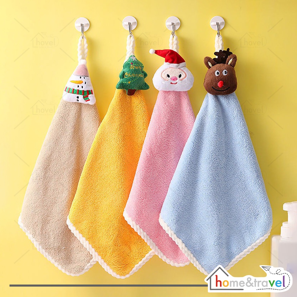 HOVELSHOP Lap Tangan Serbet Gantung Dapur Karakter Lucu Pengering Microfiber Lembut Serbaguna