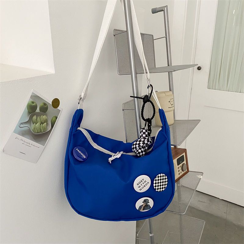 ℗▦⊕Klein Blue Harajuku Jepang Sederhana dan Serbaguna Tas Bahu Ulzzang Versi Korea Ins Messenger Bag Wanita Dumpling Bag Tide