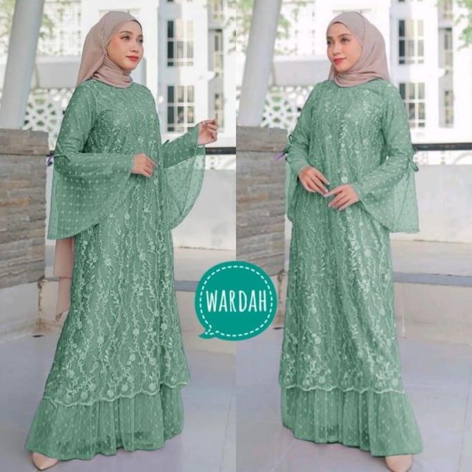 Maxi Nabila Dress Brukat Tulle - Maxi Dress Pesta Wanita Storolandari