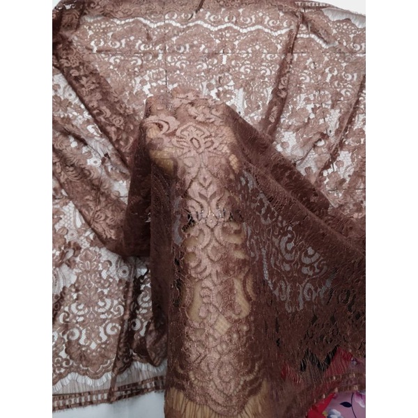 Bakal Kebaya Bahan Kebaya Brokat Pengantin Semi Italy Metalik 2,5 Mtr