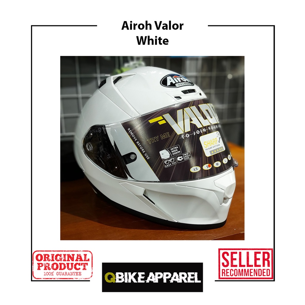 Jual Helm Motor Full Face Flat Visor Airoh Valor White Shopee Indonesia