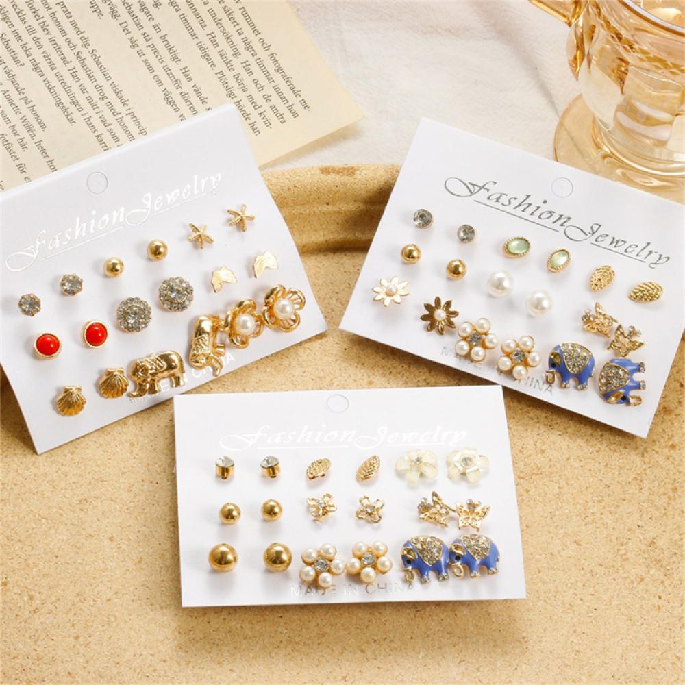 Timekey Set Anting Tusuk Mutiara Lucu Simple Kreatif Untuk Wanita V7W5