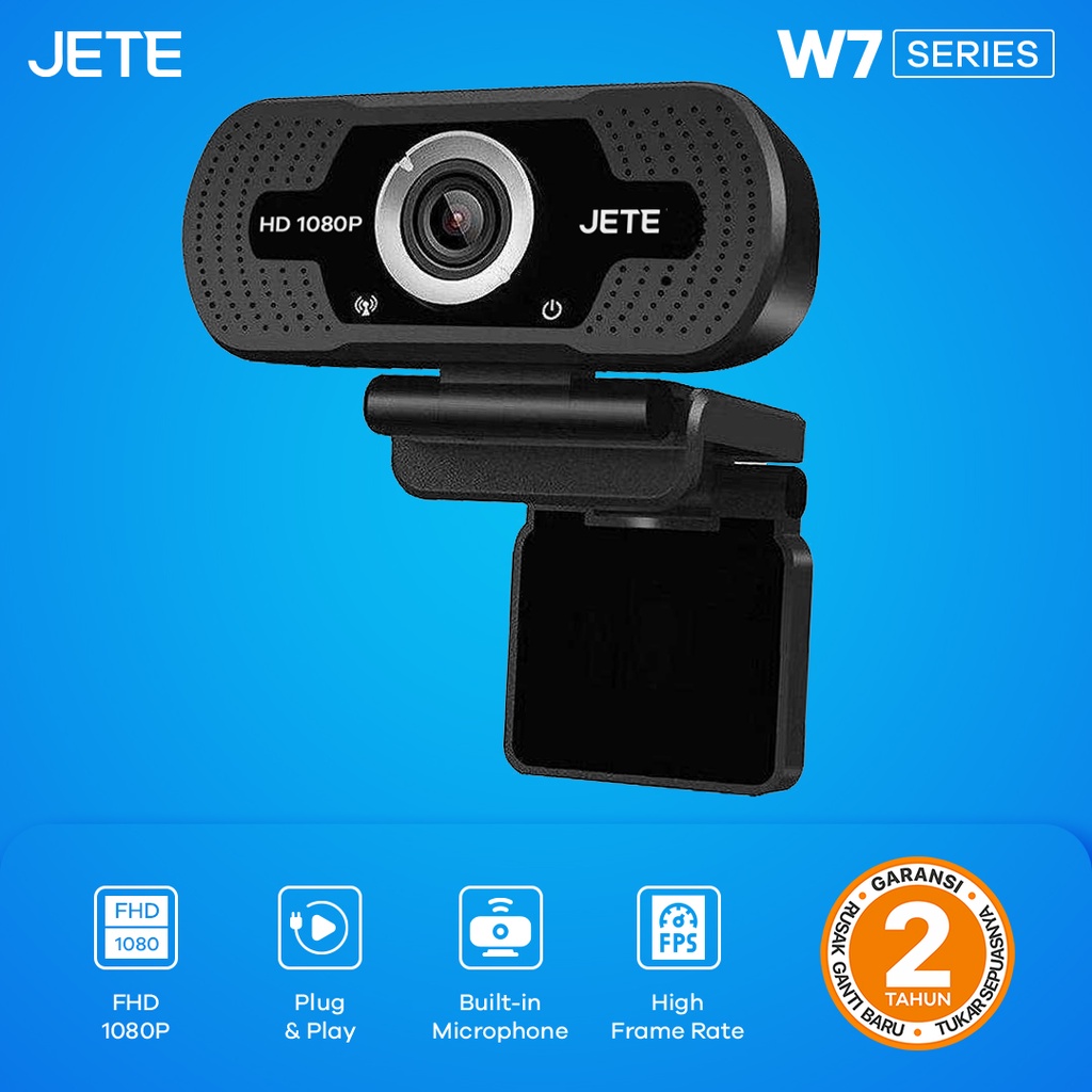 Webcam Full HD | Camera PC | Kamera PC 1080p Full HD JETE W7 with Build In Mic - Garansi 2 Tahun