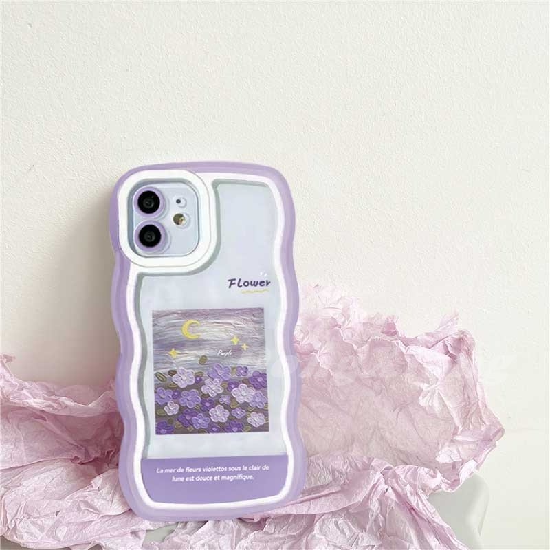 Case TPU Motif Lukisan Minyak Bunga Ungu Untuk Samsung A04S A13 A03S A21S A12 A02S A11 A51 A10 A30 A50 A52 A20S M12 A71 A32