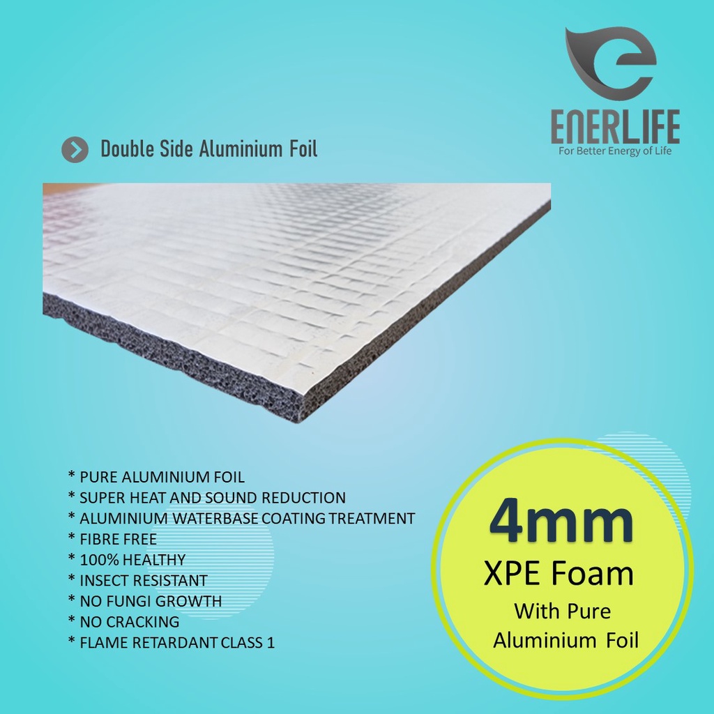 Aluminium Foil Atap, Thermal Foam 4mm Double Side (METERAN)