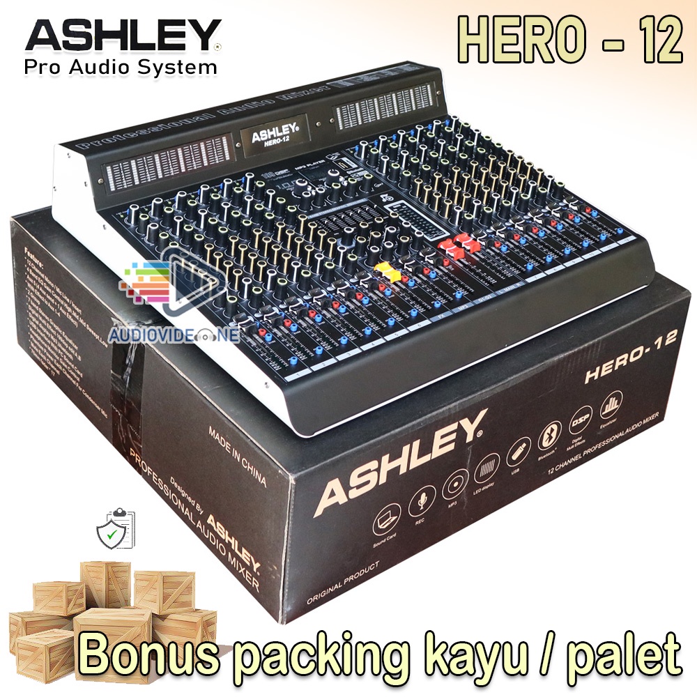 Mixer Ashley HERO 12 Plus Compres Terbaru Mikser Audio 199 Dsp 2 Sub Grup Bonus Packing Kayu