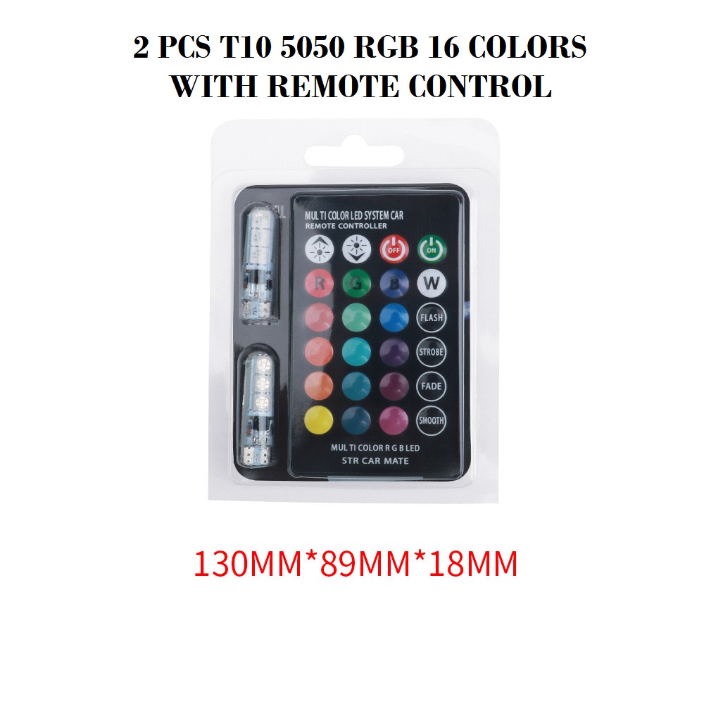 LUCKYMALL Lampu LED T10 Lampu Sen Sein Sign Kota RGB Remote Jelly 6 Mata 16 Warna 5050 SMD Paket Remot