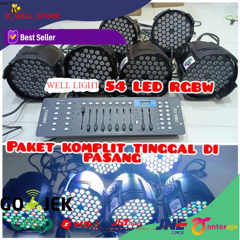 LAMPU PANGGUNG PAKET 6buah PARLED WELL LIGHT + MIXER LIGHTING DMX KOMPLIT