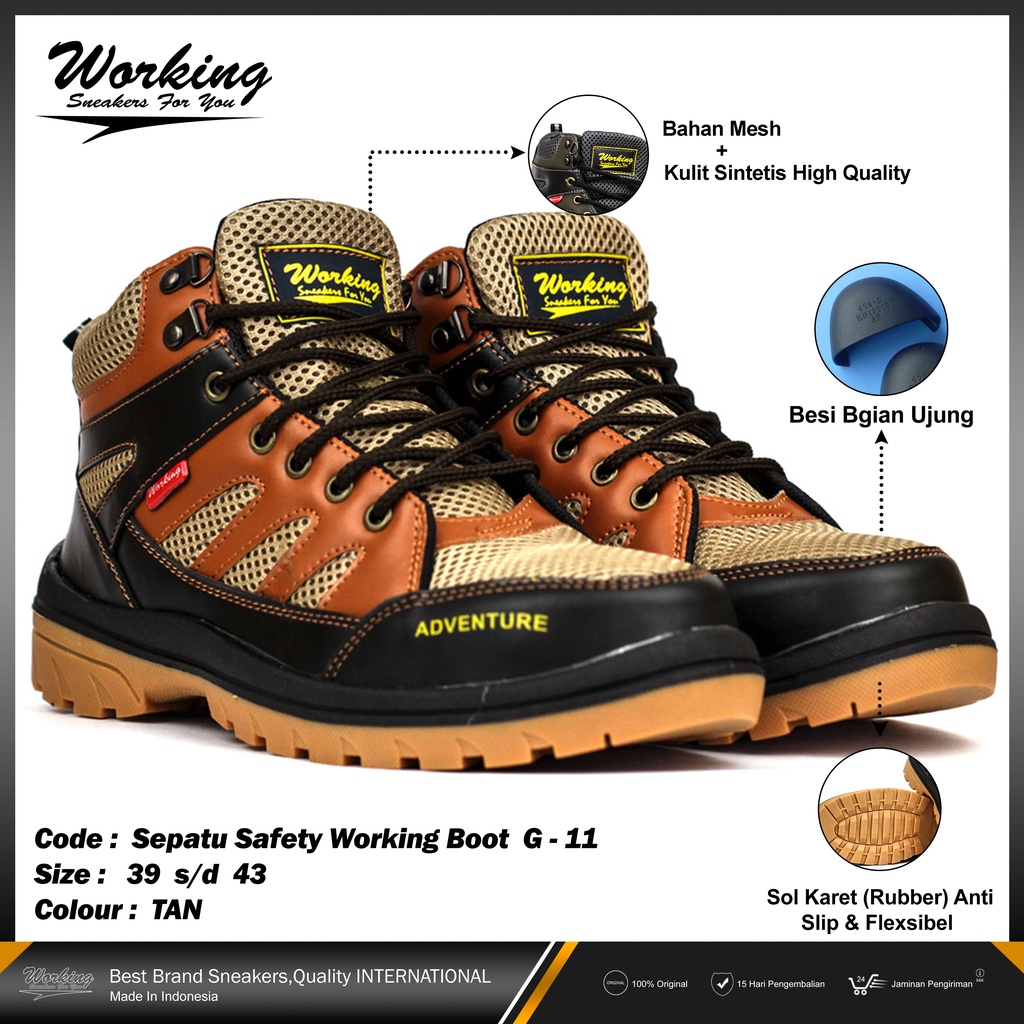 Working Sneakers For You Sepatu Boots Safety Ujung Besi Code G-11 Size 38-43