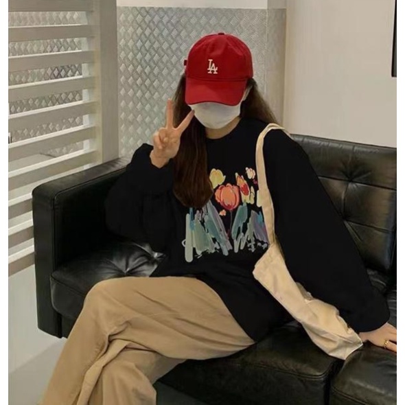 EUNII Sweater Lengan Panjang The tulip Korean Style/Hoodie Oversize/Baju Wanita/Switer Wanita