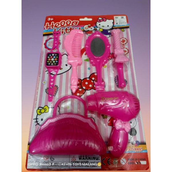 105AB MAINAN ANAK PEREMPUAN BEAUTYFULL SET HELLO KITTY / MAINAN PERALATAN DANDAN PLUS TAS DAN SISIR kevintoys