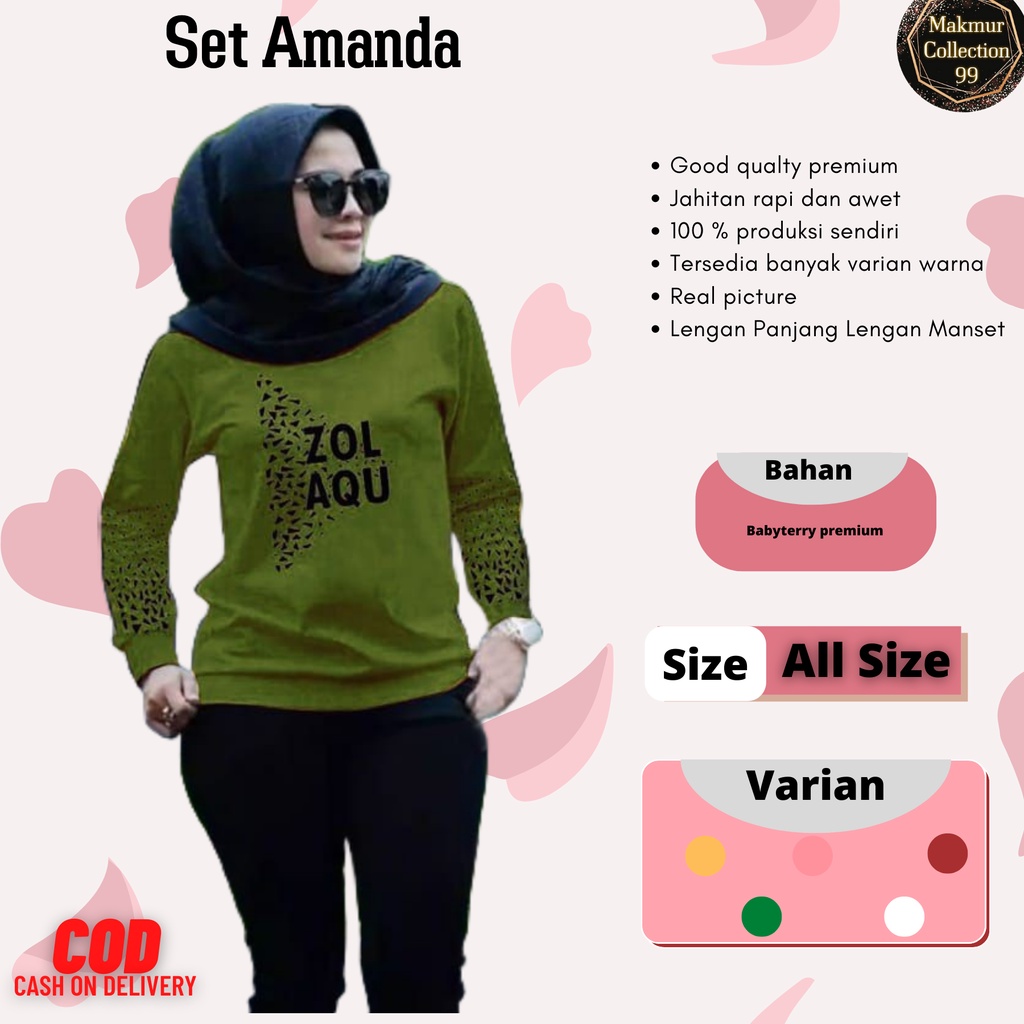 Setelan Wanita Kekinian Set Amanda Jumbo Set Olah Raga Wanita Matt Babyterry Good qualty premium