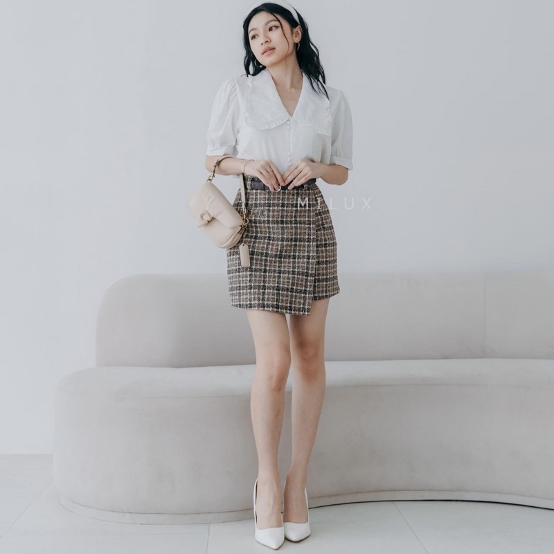SKIRT MINI IMPORT ROK PENDEK A LINE WANITA FREE BELT MX548