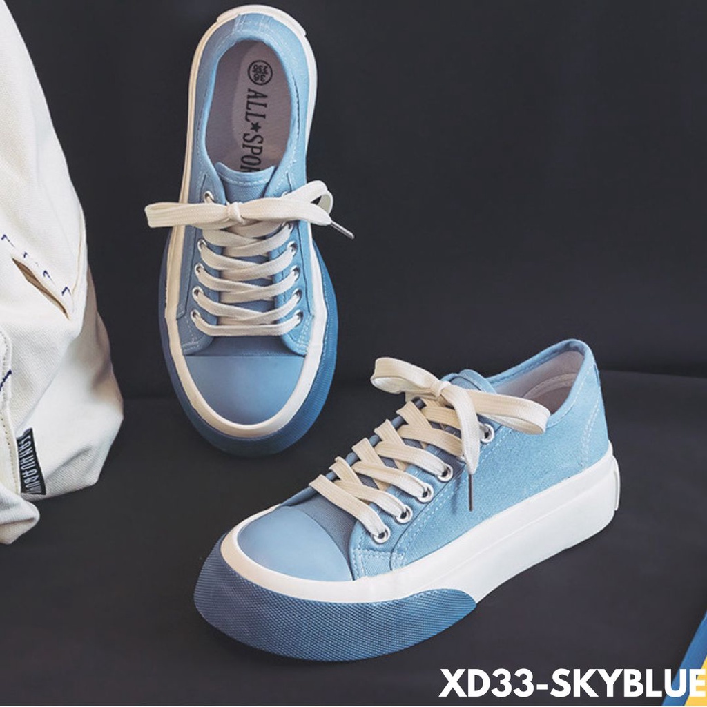 SEPATU SNEAKERS WANITA CLASSY MODIS VIRAL TRI COLOUR BAHAN CANVAS IMPORT D33