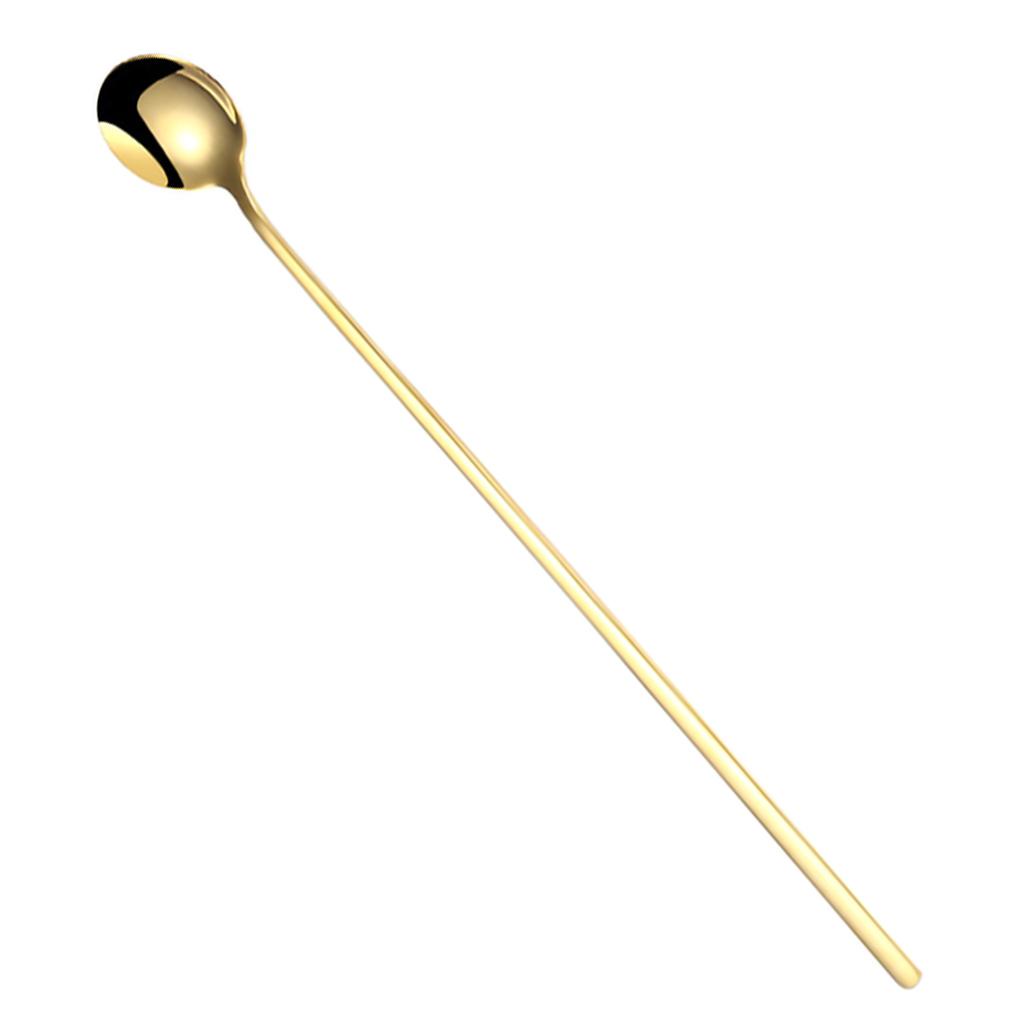 6/-piece Stainless Long/-Handed Small Round Spoon Coffee Stirring Sendok Teh Panjang Rumah Tangga/-Handed Spoon Kitchen Tableware