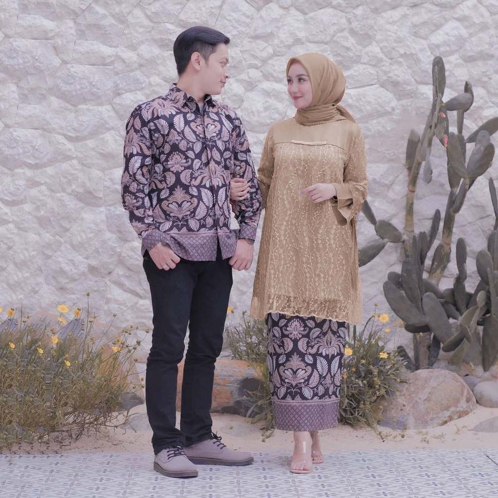 ADA ANAK - Set Couple Kebaya Wisuda Modern Tunangan Lamaran Terbaru Baju Batik Brokat Couple Wilona Series