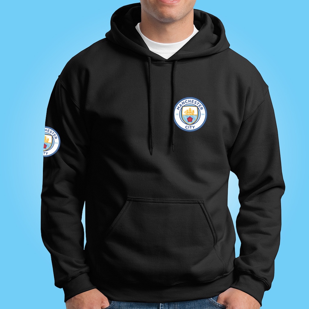 SWEATER HOODIE PRIA MANCHESTER CITY FC JAKET SEPAK BOLA BAHAN TEBAL