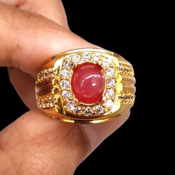 cincin pria ruby cincin permata merah siam ruby natural asli merah delima