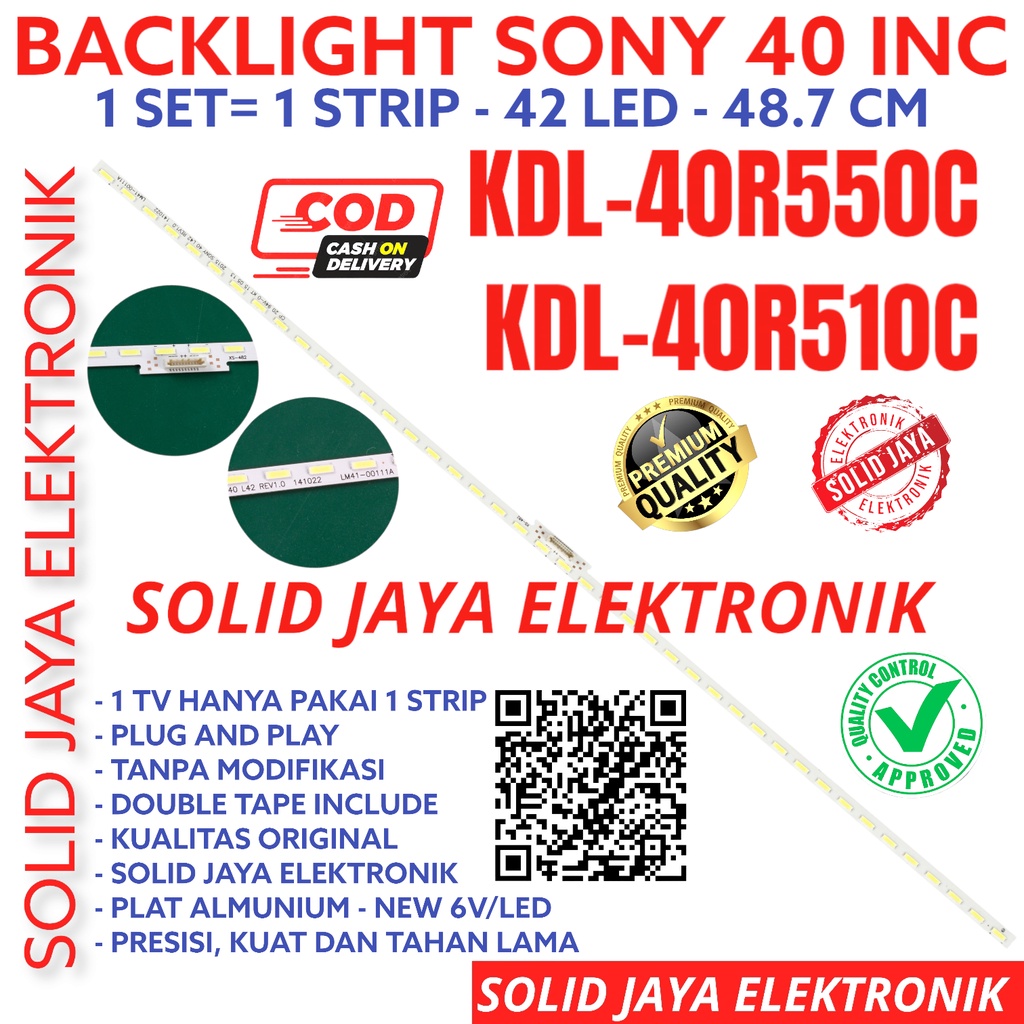 BACKLIGHT TV LED SONY 40 INC KDL 40R550 40R510 40R550C 40R510C LAMPU BL SMD 40R KDL40R550C KDL40R510C KDL40R550 KDL40R510 KDL-40R550C KDL-40R510C KDL-40R550 KDL-40R510 KDL40R550C KDL40R510C KDL40R550 KDL40R510 LIDI STRIP STRIPS SONY 40INC 40IN 40INCH