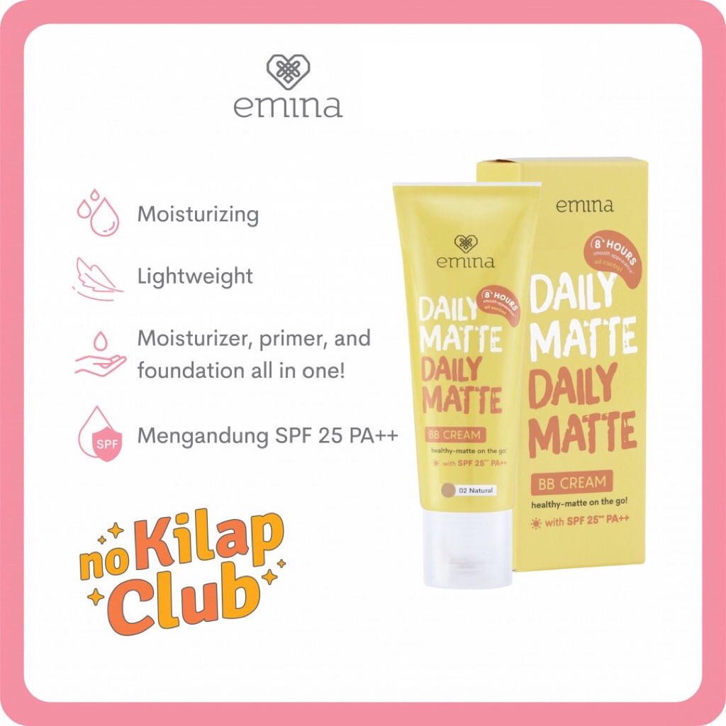 Emina Daily Matte BB Cream 16 g - Melembabkan, Matte Finish, Oil Control