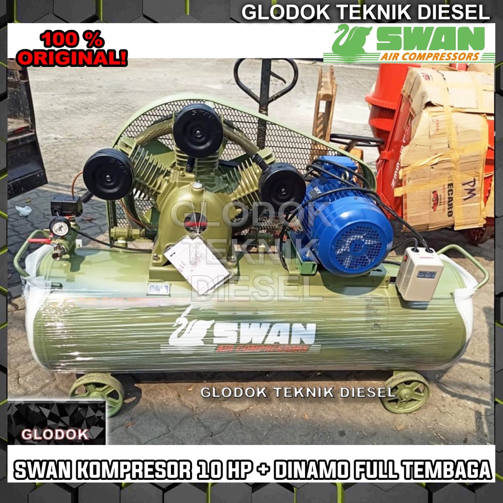 SWAN Air Compressor 10 HP + Dinamo Electro Motor KOMPRESOR ANGIN 10 HP 310 Original Terbaik