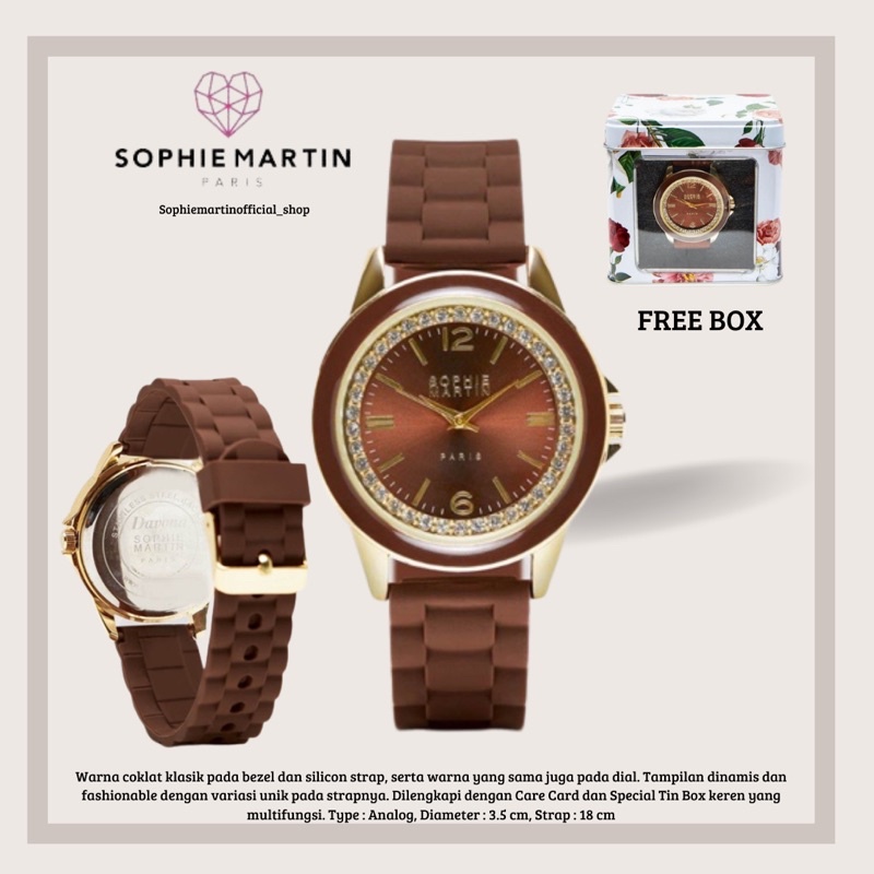 [NEW ARRIVAL] JAM TANGAN COKLAT WANITA JAM KARET DAVONNNA SOPHIE MARTIN OFFICIAL ANTI AIR PROMO TERB