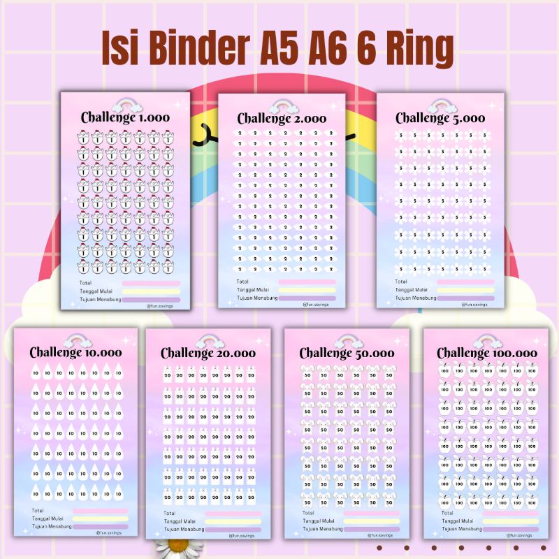 

[FUN] Isi Binder A5 A6 6 Ring | Saving Challenge 1 Paket
