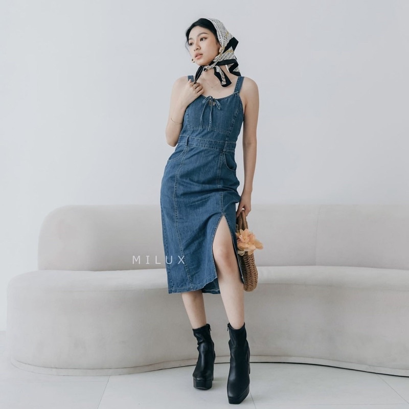DRESS JEANS IMPORT PANJANG TERUSAN KOREAN WANITA DENIM MX538