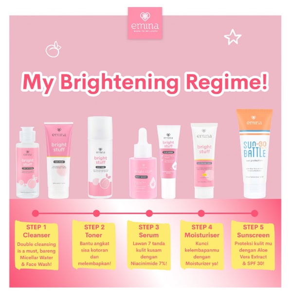 EMINA Bright Stuff Series | Toner | Face Wash | Moisturizing Tone Up Acne Prone