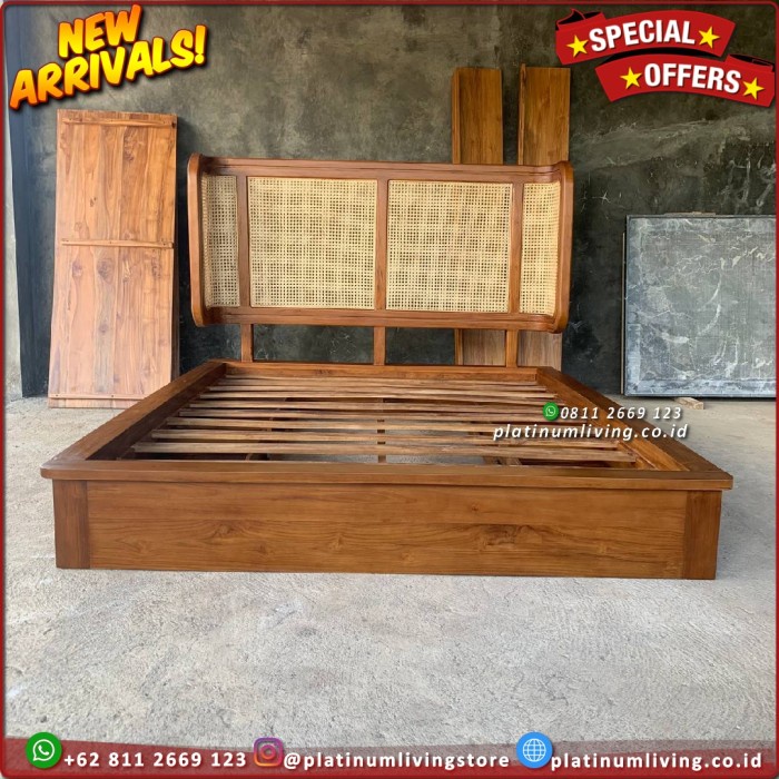 Tempat Tidur Jati Minimalis Laci 2 Dipan Jati Minimalis - 120x200