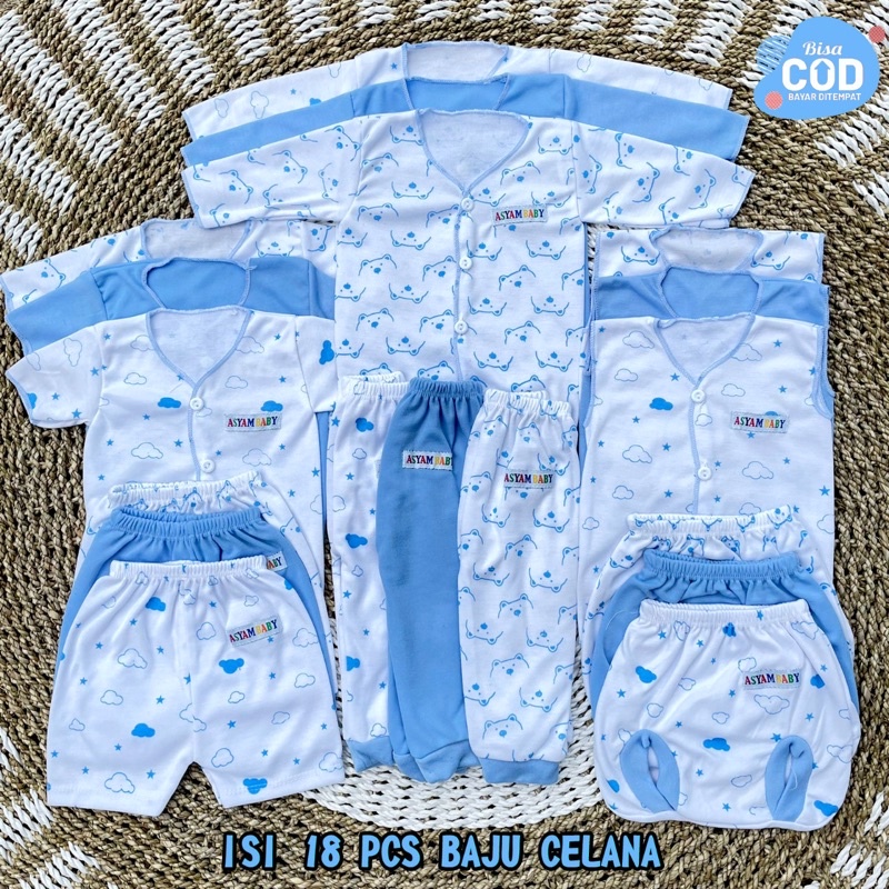 PROMO 7.7 18 Pcs Baju Bayi Celana Bayi Setelan Bayi Baju Bayi Newborn Baju Bayi Baru Lahir Atasan Bayi Baju Bayi Murah Baju Bayi Lucu Baju Bayi Seri Abu DNW BABY