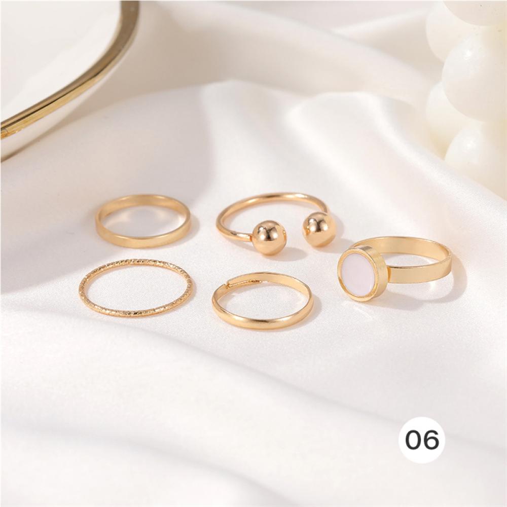 Timekey Set Cincin Alloy Tumpuk Gaya Retro Untuk Wanita J3Q7