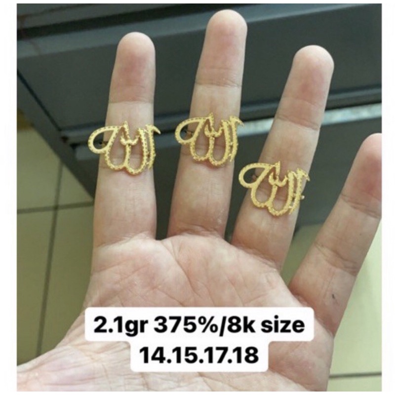 Cincin fashion wanita dewasa ayu tulisan Allah kadar 375 8karat