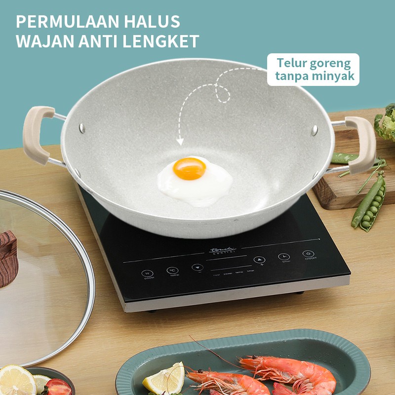 GM Bear Wajan Penggorengan Teflon 32cm 1238- Wok Pan