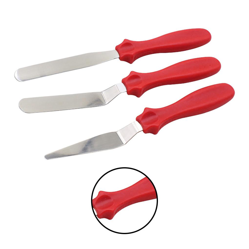 3pcs Stainless Steel Spatula Palette Tajam Set Alat Dekorasi Kue Kit