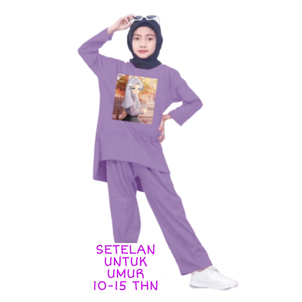 Setelan Anak Perempuan Remaja Bahan Kaos Babyterry Kaos Lengan panjang dan Celana panjang Oversixze XXL 10 11 12 13 14 15 Tahun . One Set Anak Perempuan Terbaru 2023 Viral Stelan Remaja Kekinian Setelan Baju Anak Tanggung k4