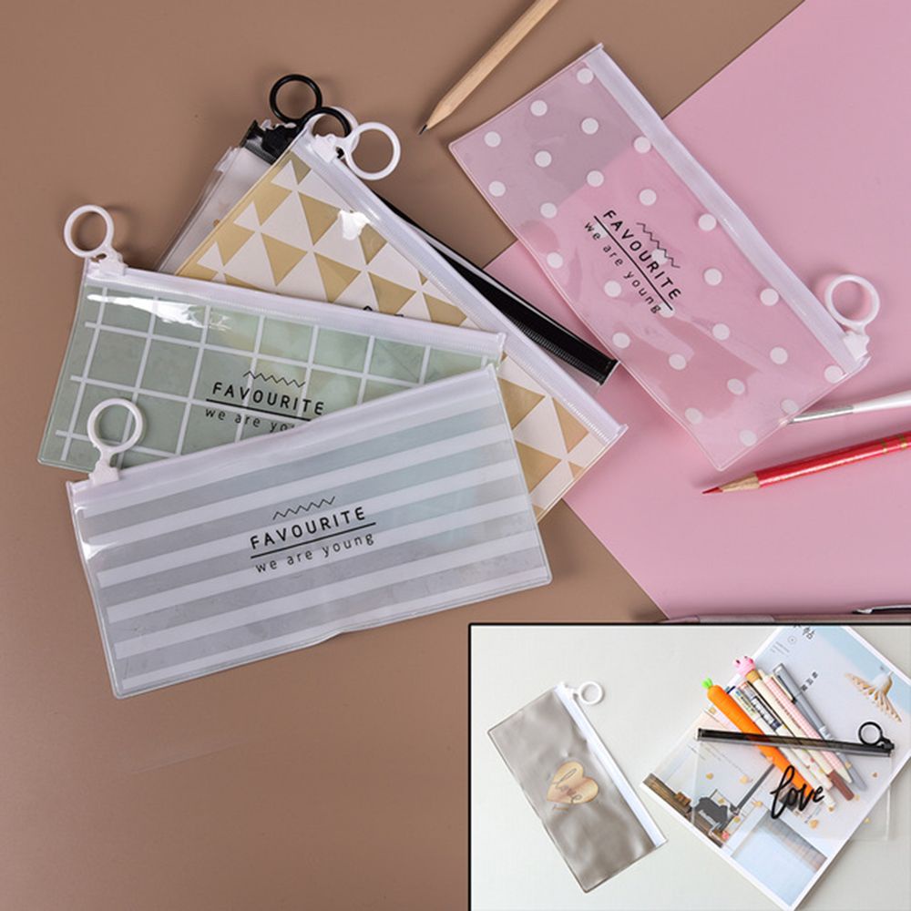 Tempat Pensil Pulpen Transparan Ziplock Karakter Serbaguna Pouch Zip Lock Kosmetik Zipper Pencil Case - MKM