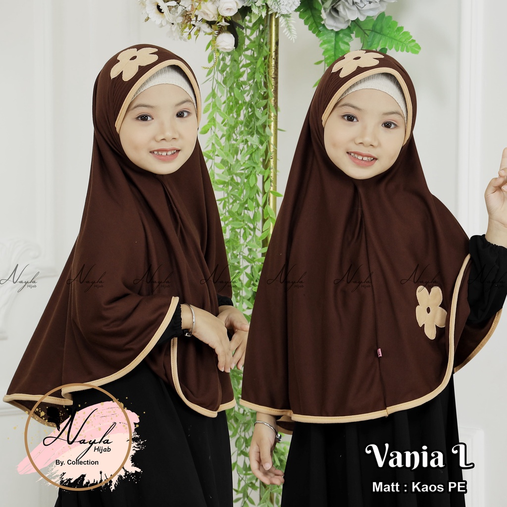 Jilbab Anak Instan Vaniia KW SIZE M,L Hijab Sekolah Anak Bunga Ceplok Kerudung Anak Nayla Hijab