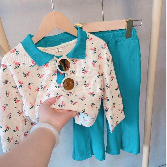 SETELAN ANAK BUNGA CREAM CELANA HIJAU / STELAN ANAK CEWEK 100-140 SET ANAK CEWEK TOSCA SWEATER