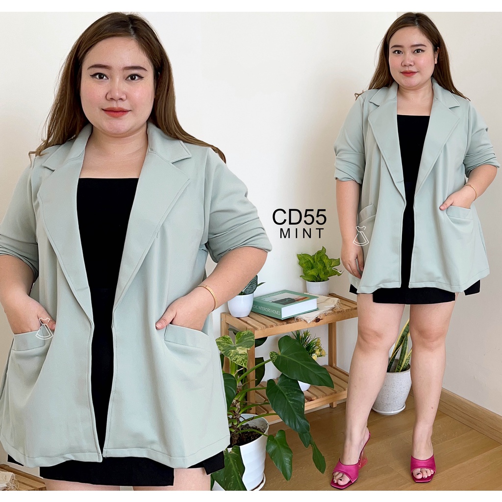 CD55 - Outer Blazer Basic Scuba Atasan Kerja Big Size