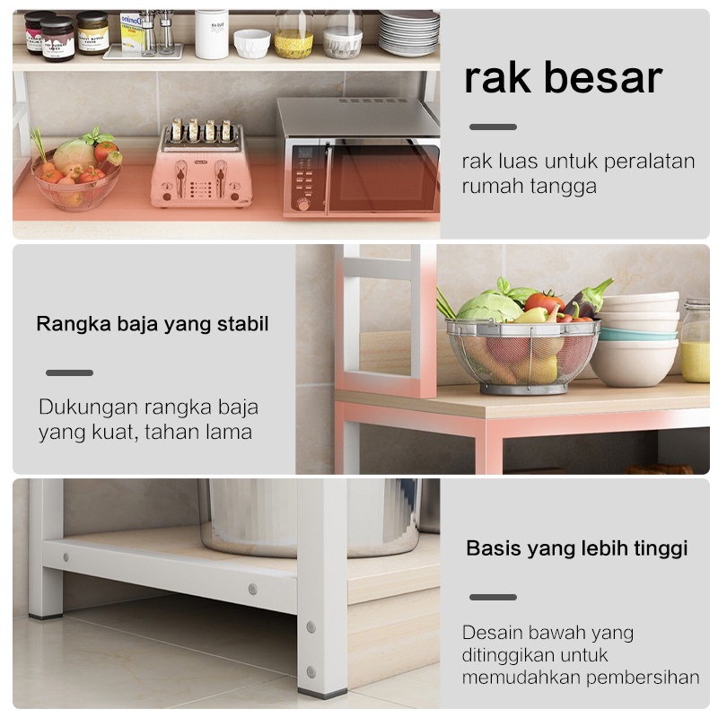 HRAK Rak Dapur/Rak Oven Microwave Bumbu Dapur Kayu Serbaguna/ Rak Oven/ Rak Microwave