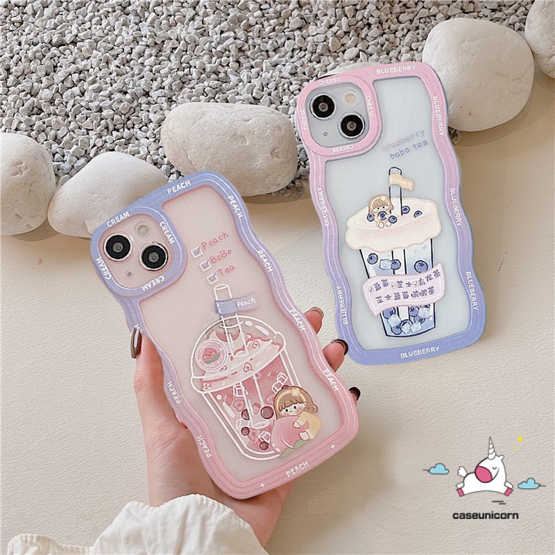Sweet Case Realme C55 C30 C53 C33 10 8i 8 8pro C12 C21Y C25Y C25 C35 C11 C15 C25s C20 C20A C3 5s 5 5i 6i C20A 9pro 7i C17 C1 Soft TPU Kartun Kreatif Teh Susu Wavy Edge Sarung