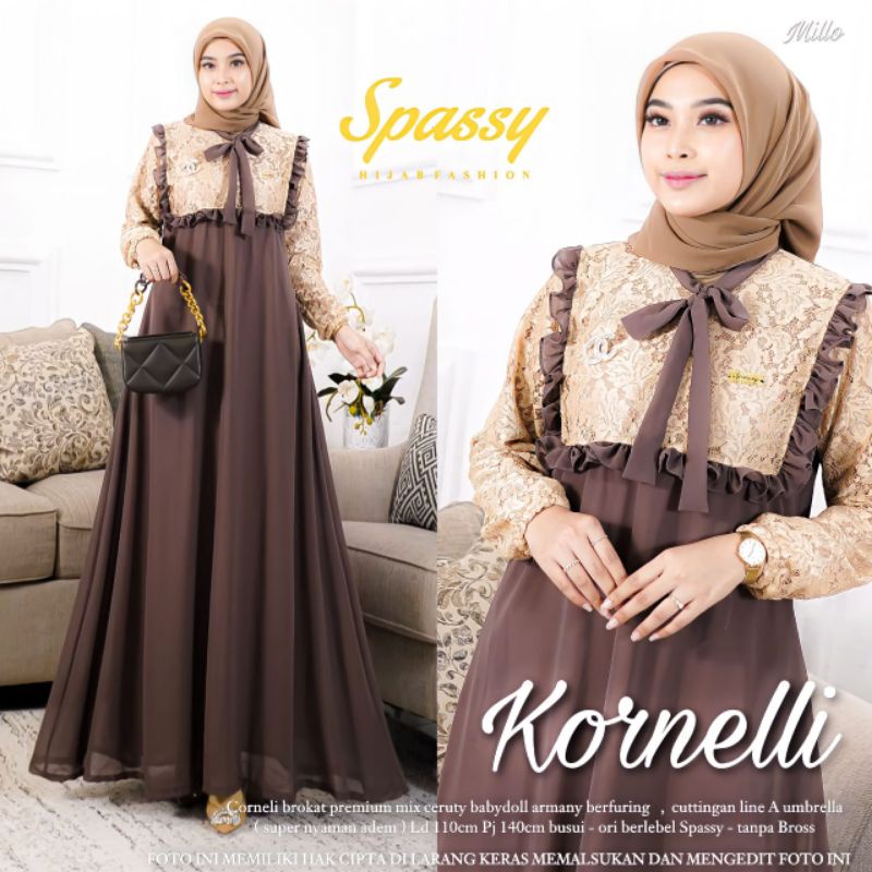 Kornelli Gamis brokat premium // Gamis brokat Terbaru