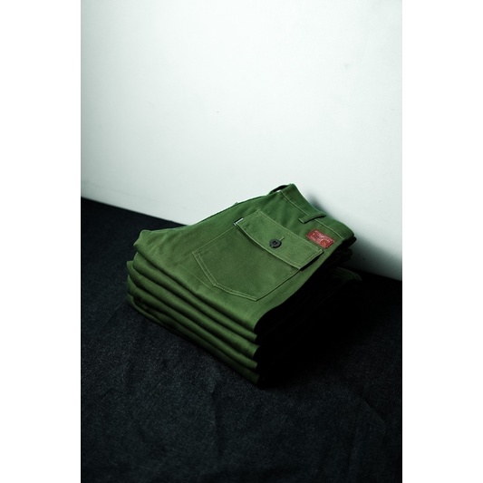 Adelaide Denim 11oz 1947 Fatigue Pants Military Green (non-Selvedge)